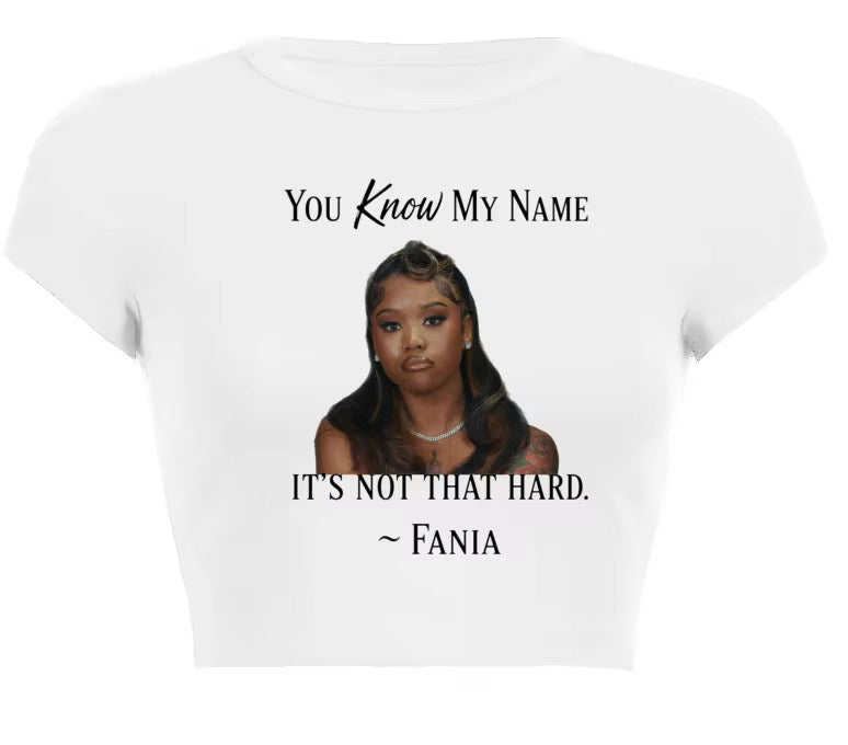 Fania™ “You Know My Name” Crop Top
